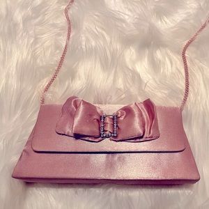 Vintage Pink Satin Clutch Bag